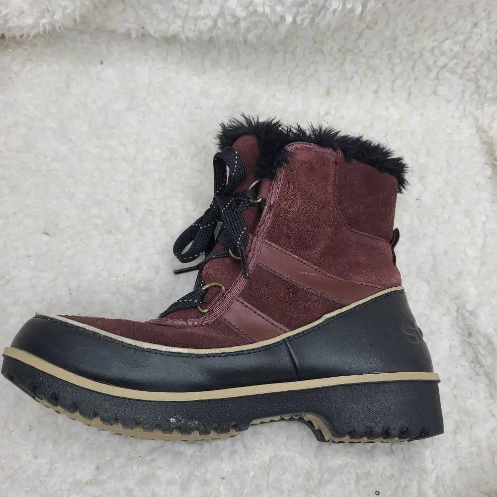 Sorel Tivoli ll Waterproof Suede Fleece Lined  Burgundy Suede Short Lace-up Ankl